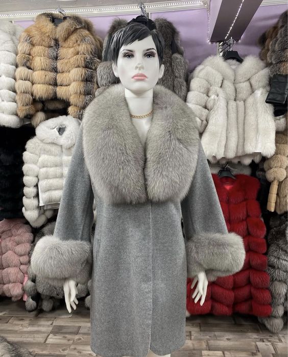 Palton lana Alpaca si blana naturala