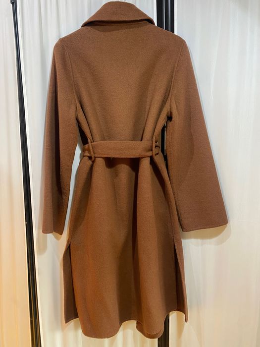 Вълнено палто тип халат Zara в кафяво