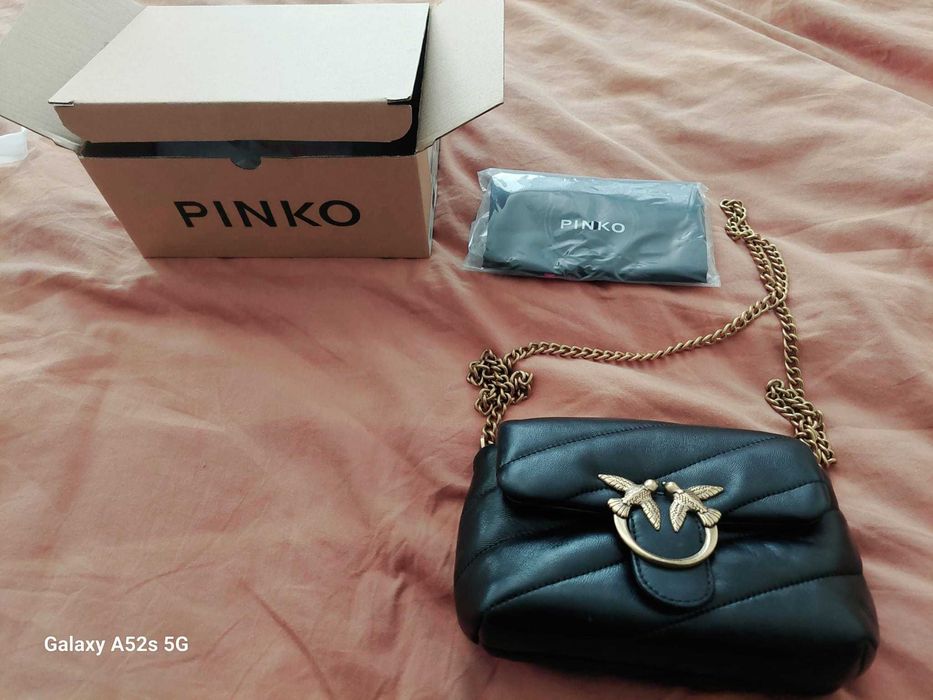 Pinko - Кожена чанта за рамо LOVE BABY PUFF