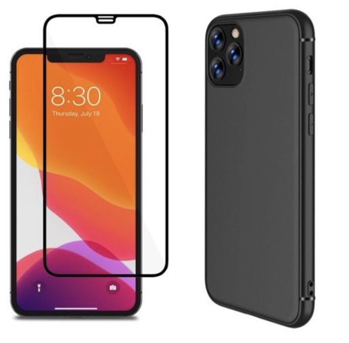 Husa Silicon si Folie Sticla 7D Iphone 13/14/15/16/17 PRO MAX PLUS AIR