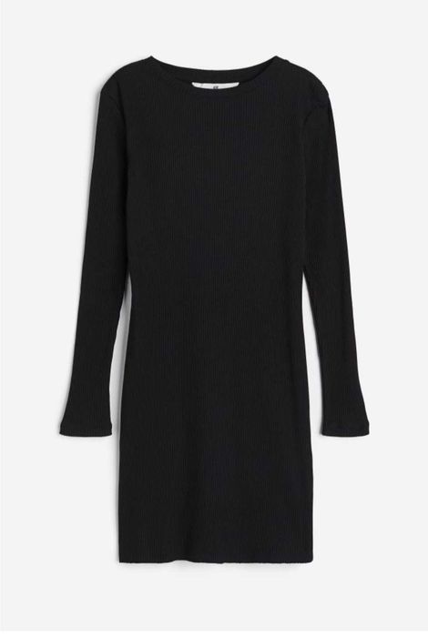 Светло  синя и черна рокля H&M, дълъг ръкав, размер 158 и 164 и 170 см