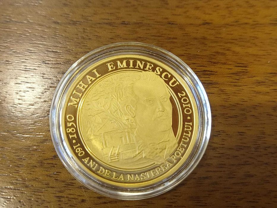 Moneda numismatica BNR - 160 de ani de la nasterea lui Mihai Eminescu
