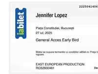 2 bilete la concertul Jennifer Lopez - Piata Constitutiei
