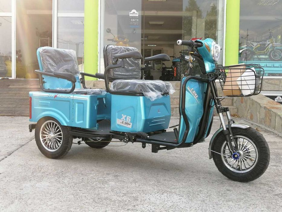 Двуместна електрическа триколка CARGO LUX 1500W/48V/20AH - Светло синя