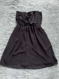 Черна копринена рокля XS