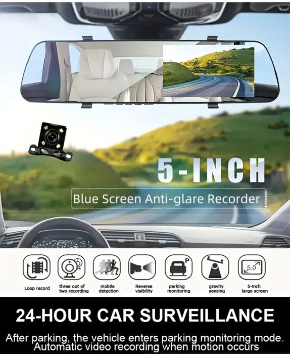 Camera auto HD tip oglinda cu ecran de 5" și 6"