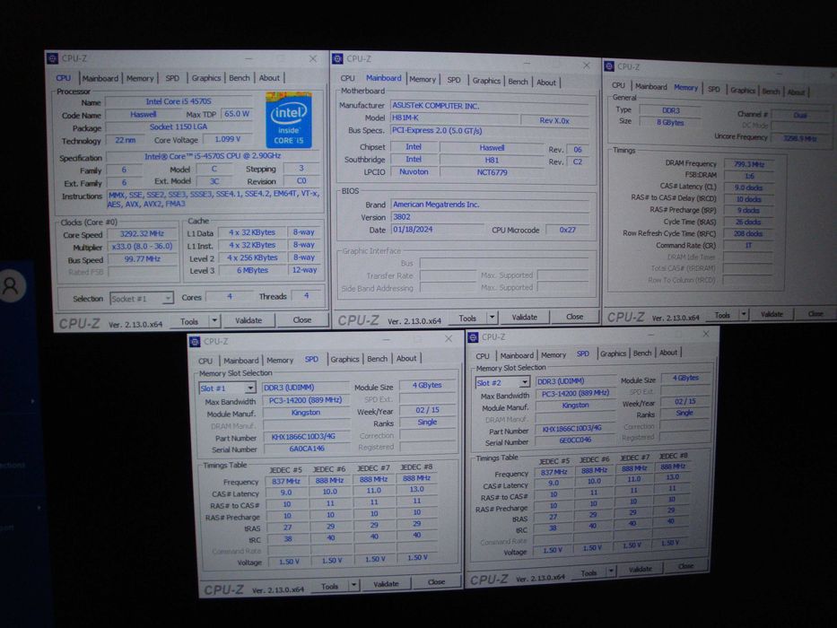 Placa de baza Asus H81M-k procesor i5 4570 3.6Ghz 8GB DDR3 1866