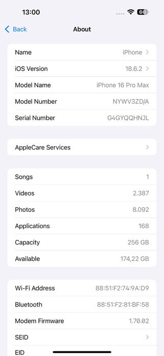 Iphone 16 pro max Black titanium 256GB , 100% sanatate baterie, nou