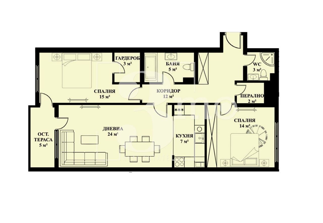 Продава се Тристаен апартамент в София, Люлин 5 - 125 кв.м за 1506 €/кв.м - Снимка #11