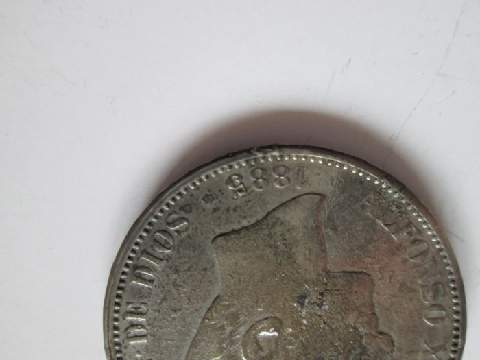 1885 SPAIN,сребърна монета, 5 pesetas