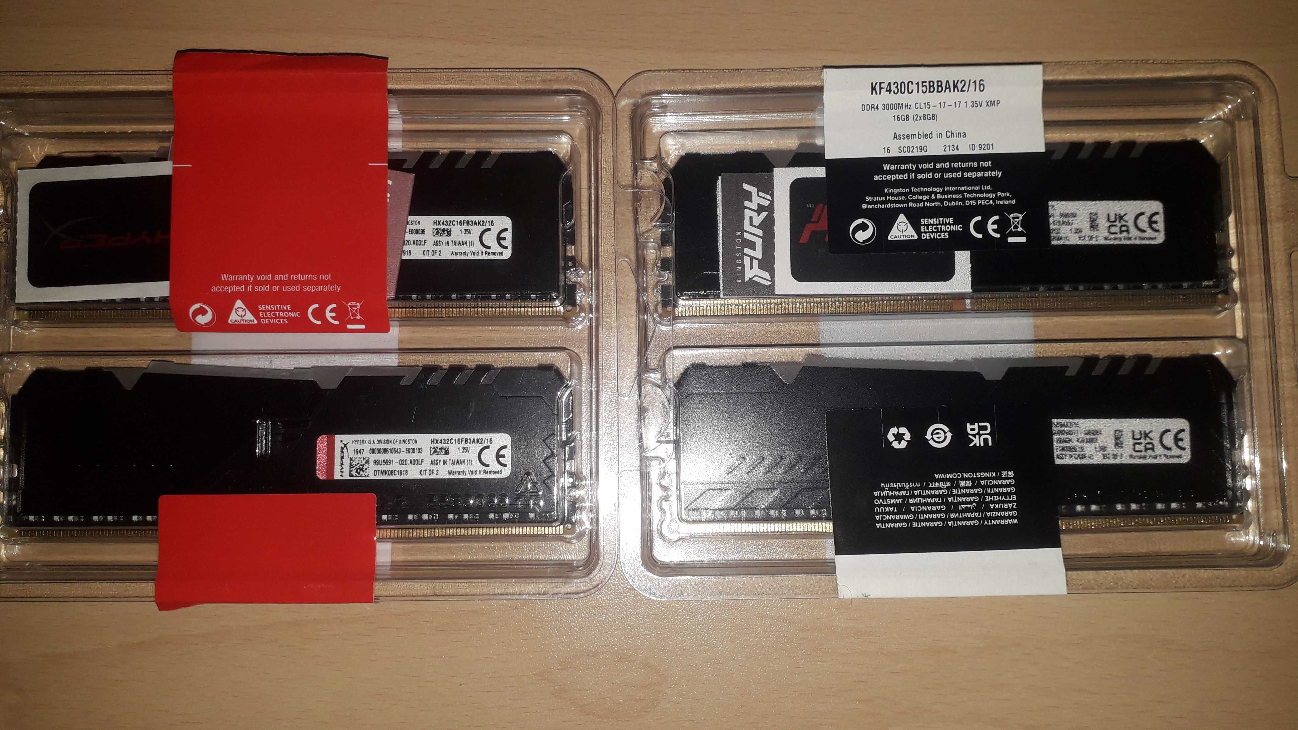 Рам памет Kingston 2x8 ddr4  , 3000 cl15/3200 cl16 два кита