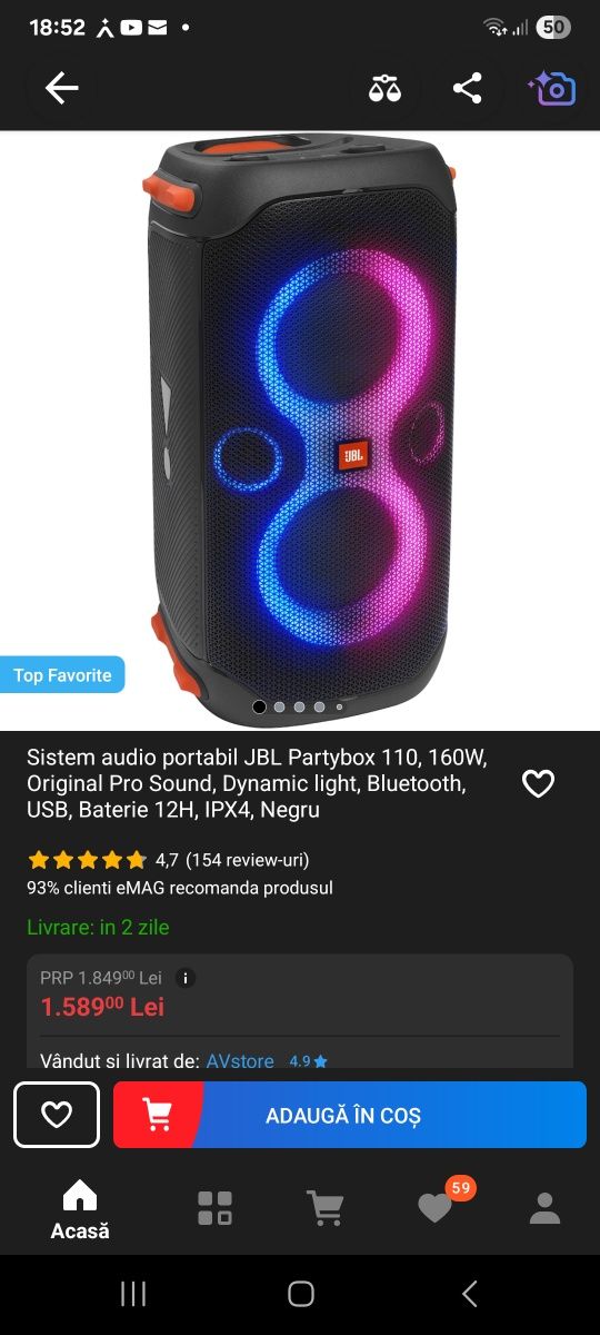 Boxa Portabila JBL Partybox 110 160W