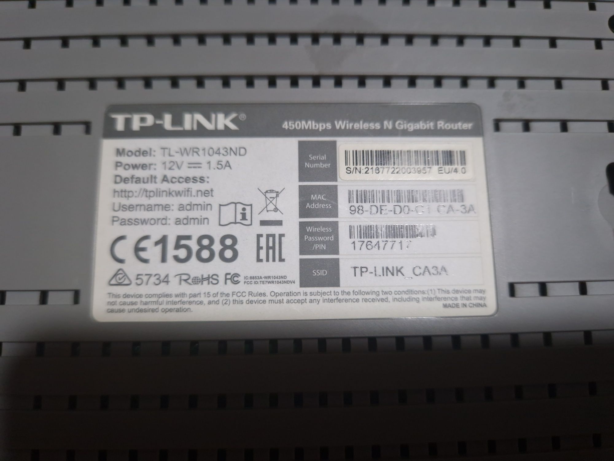 Router wireless TP-LINK TL-WR1043ND