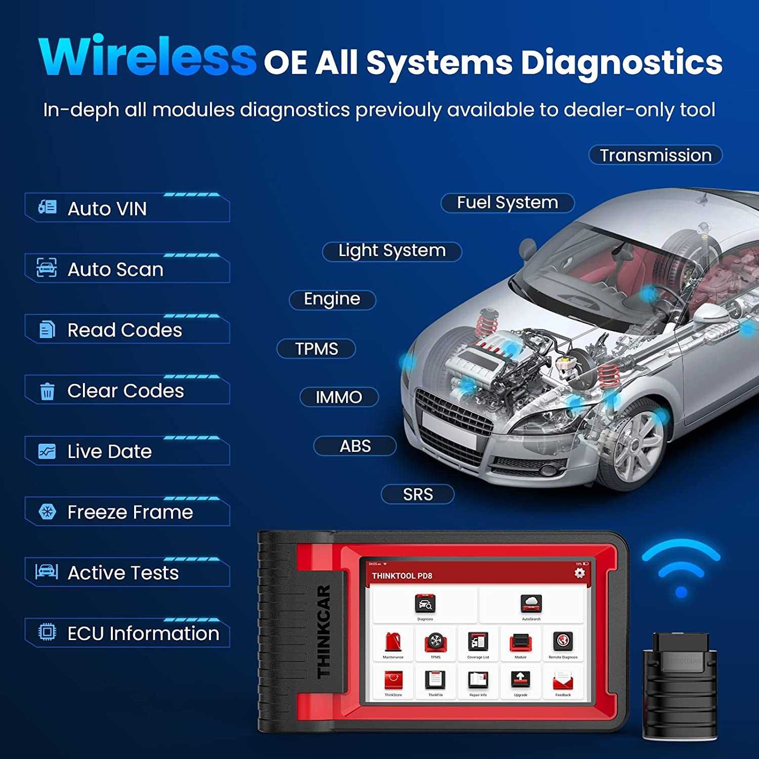 Tester auto profesional THINKCAR THINKTOOL PD8 Codare ECU, Programari