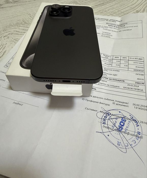КАТО НОВ Iphone 15 Pro Max 256GB Black Гаранция ЗОРА ПОДАРЪЦИ