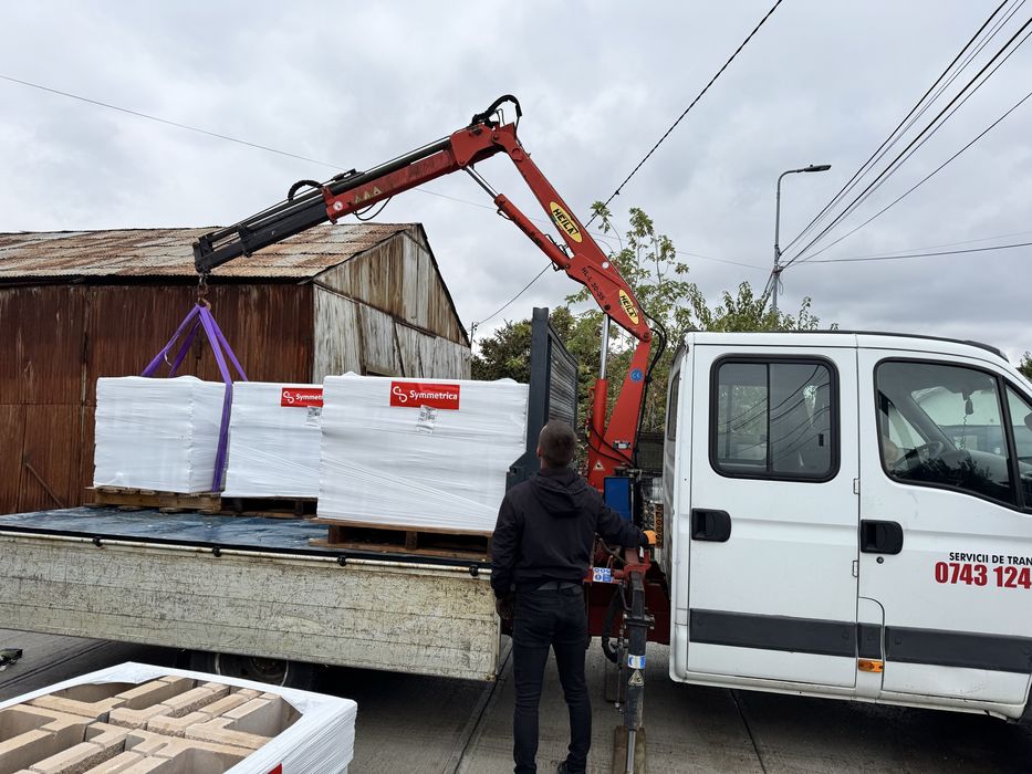 Servicii transport cu macara, panant,nisip, balastru, lemne