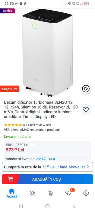 Dezumidificator Turbionaire Senso 12
