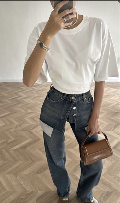 джинсы с двойной талией