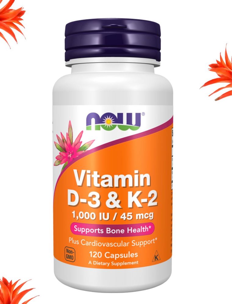 Now Foods D3+K2 1000IU Халяль 100% Оригинал