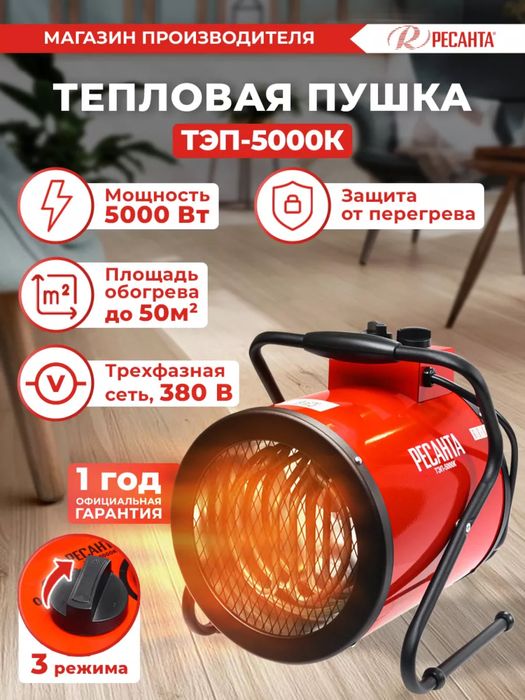 Мощная Тепло Пушка Обогреватель Тепловая Электрическая