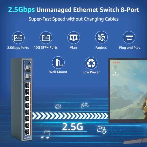 Switch Ethernet negestionat cu 10 porturi 2.5G