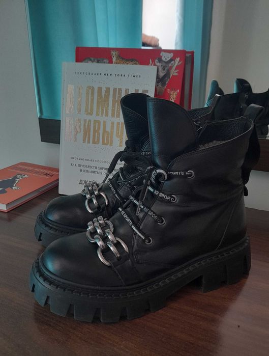 Зимние сапоги (ботинки) Tifflani 38, кожа+нат.мех, как новые. Выгодно