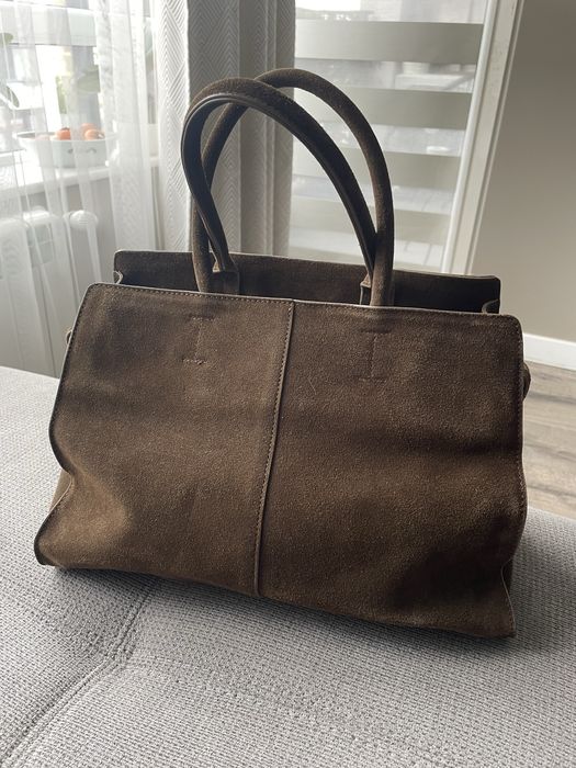 Кафява чанта - естествен велур