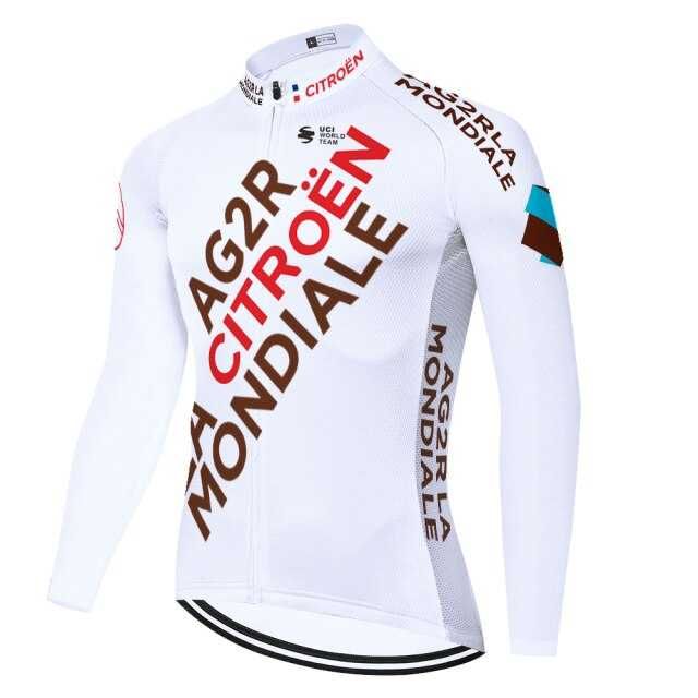 Tricou ciclism maneca lunga, nou, alb, AG2R LA MONDIALE, 2021 marime L