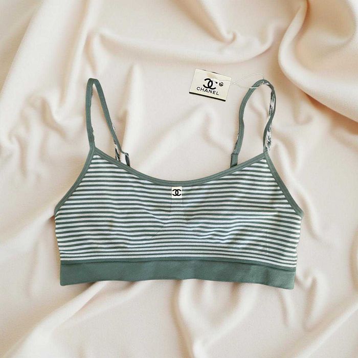 шанел кроп топ зелен спортен сутиен потниче потник фитнес спорт chanel