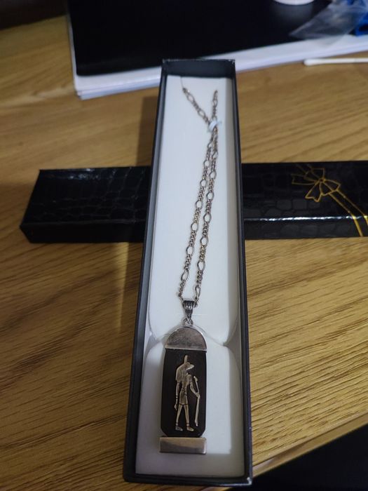 Pandantiv vintage cartuș egiptean – lemn de abanos & argint