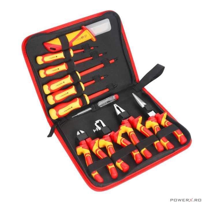 Set scule izolate pentru electricieni, trusa 11 piese, Kraft