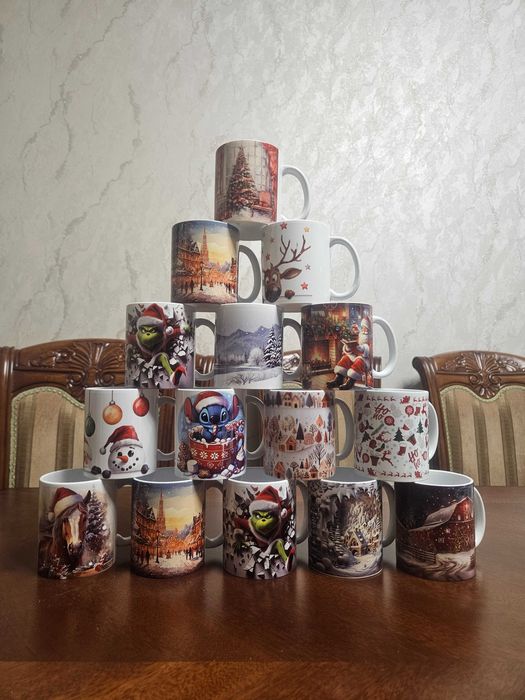 Новогодние кружки с принтом, только оптом от 10шт