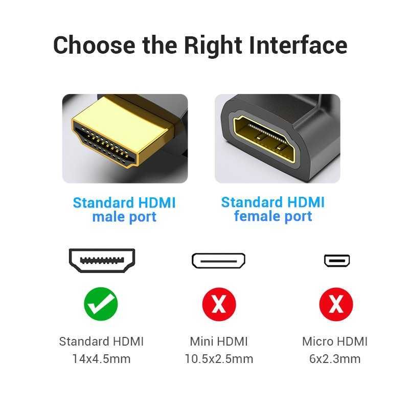 Адаптер HDMI прав ъгъл 90 градуса M/F - Vention-AIOB0