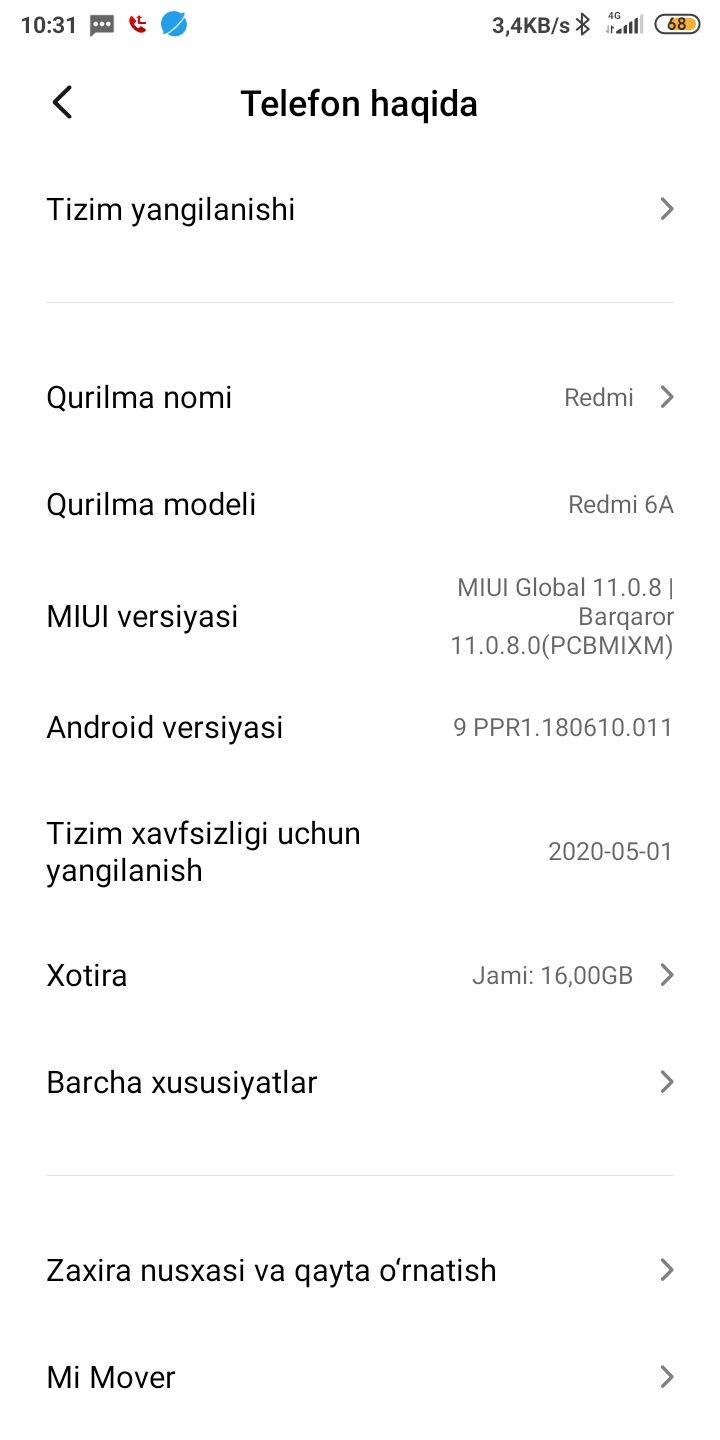 Redmi 6 A sotiladi usta kurmagan