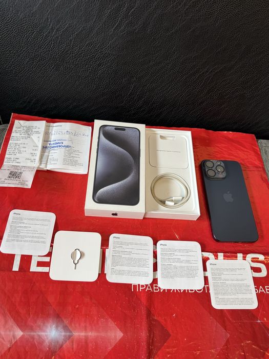 КАТО НОВ 256GB iPhone 15 Pro Max Technopolis Гаранция 2025 Black Черен