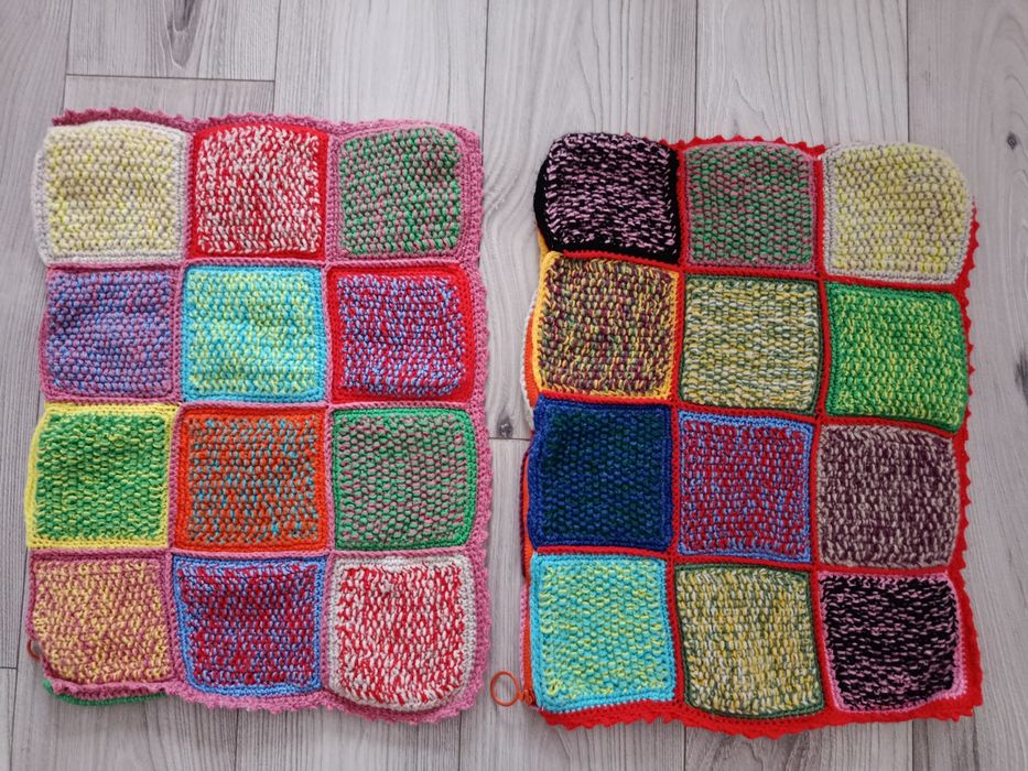 Set 2 fete de perna handmade împletite multicolore hippie