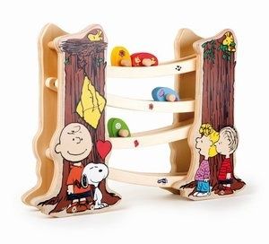 Дървена играчка Монтесори , Писта с топки Charlie Brown, Snoopy & Co