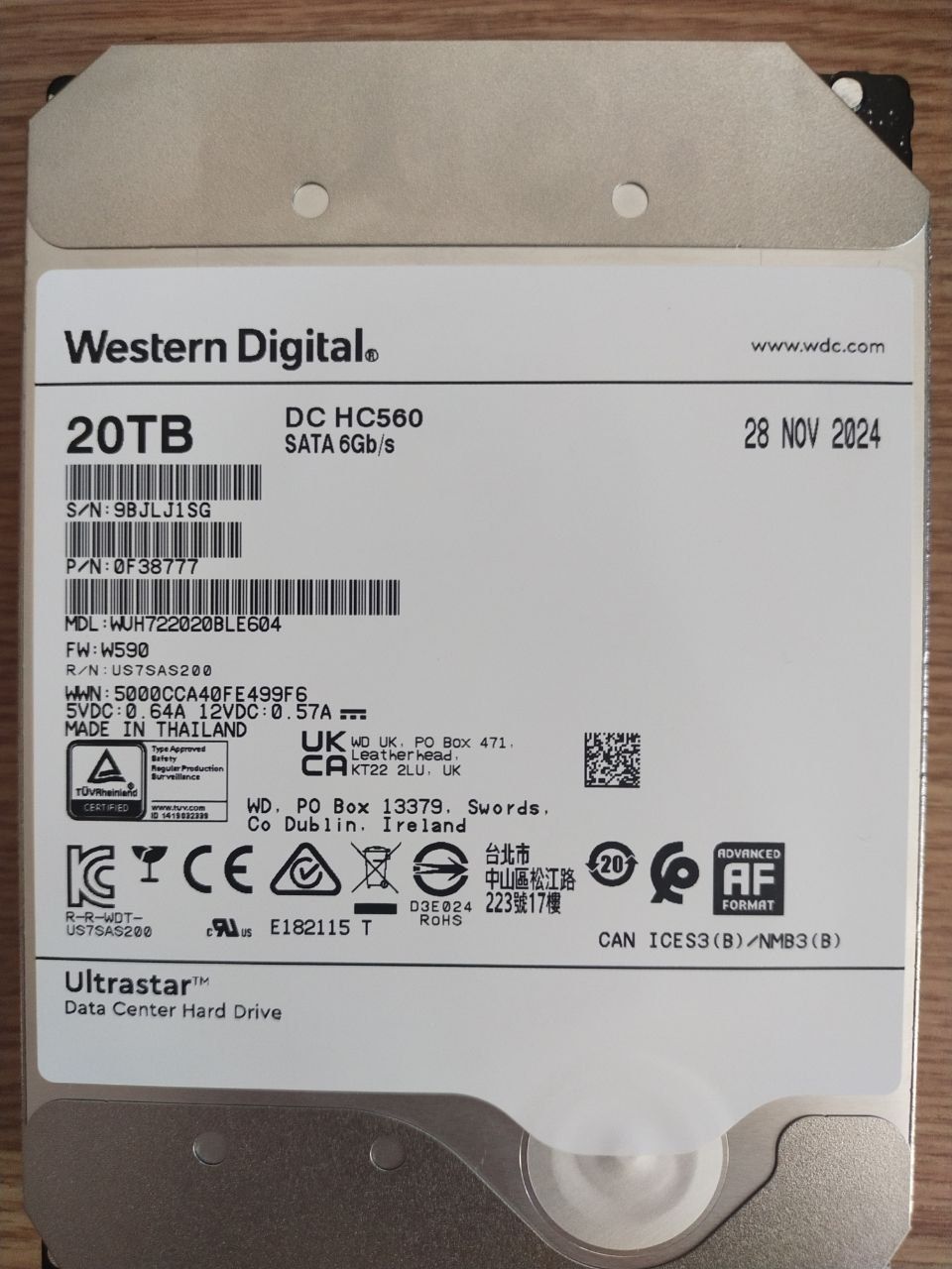 Жёсткий диск WD Ultrastar 20TB