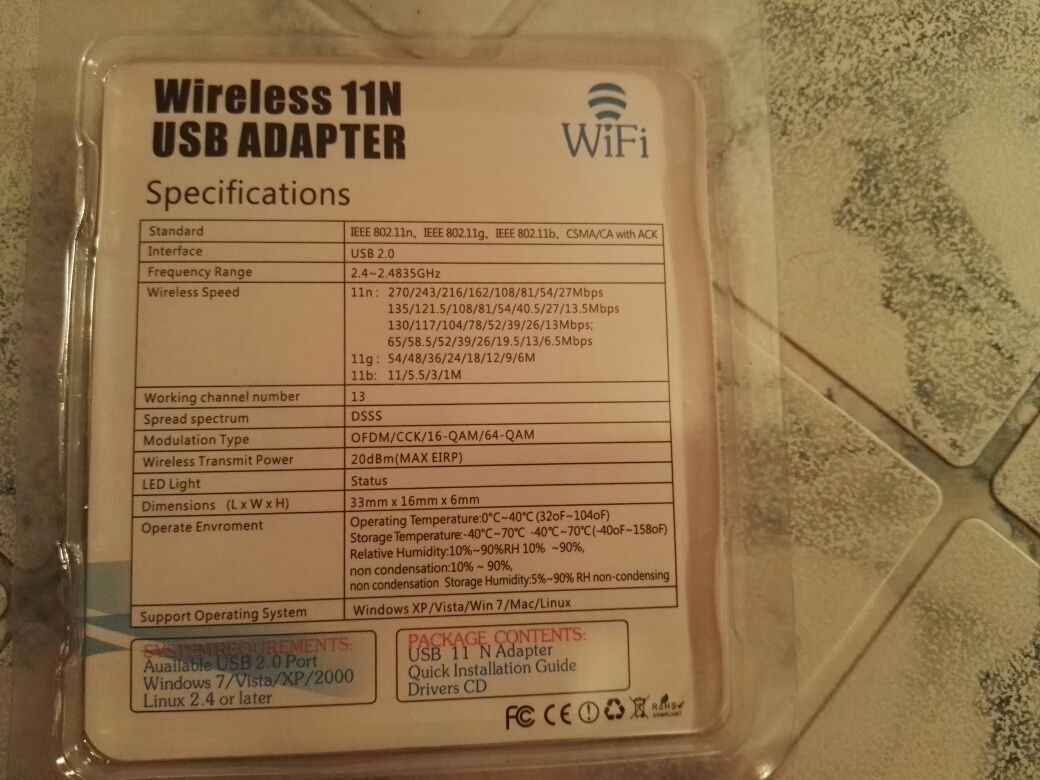 USB Адаптер за интернет, Wireless WiFi Adapter LAN 300M USB 2.0 802.11