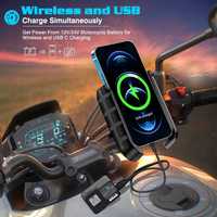 Suport, incarcator telefon wireless motocicleta, atv, bicilicleta