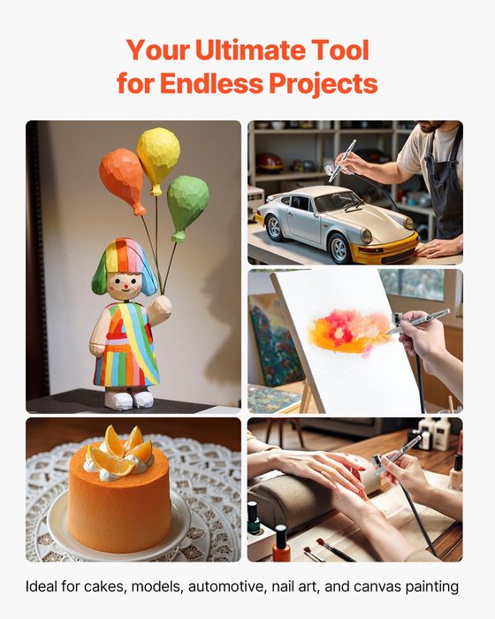 Kit Airbrush Profesional,1/6 CP,3 Duze,Pictura,Nail Art