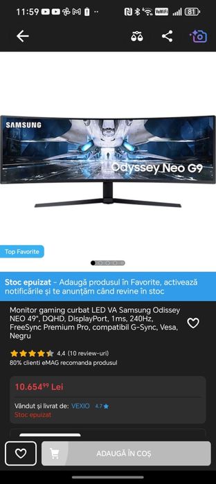 Samsung Odyssey Neo G9 – DEFECT (panou spart) – pentru piese