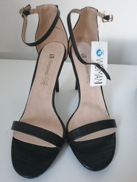Sandale negre NOI din piele, marime 41