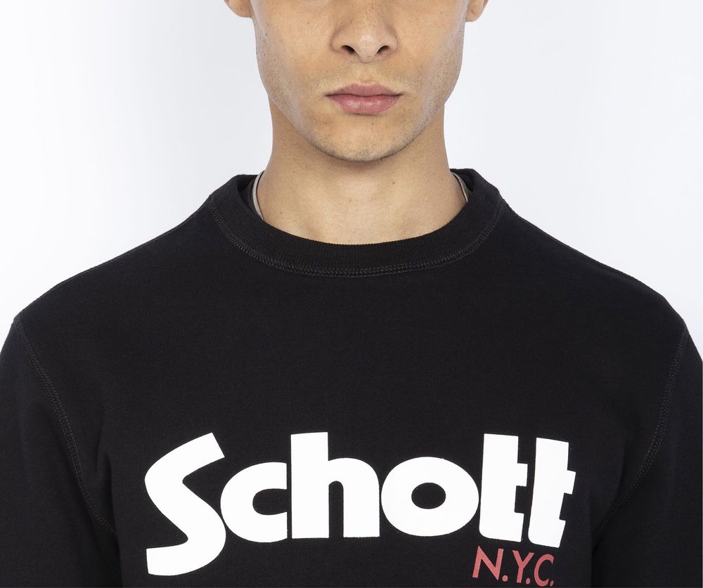 НОВ SCHOTT NYC Logo Crewneck Sweater - мъжки суичър/блуза - р.L