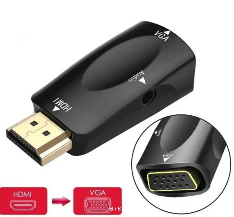 Новый в упаковке адаптер переходник HDMI to VGA с AUX кабелем