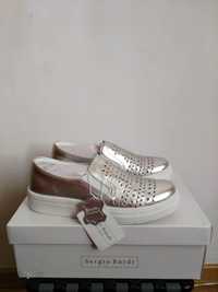 Pantofi casual argintii din piele mar.38