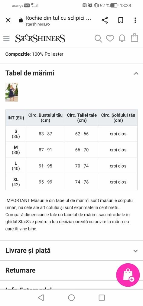 Rochie XL din tul albastră cu Sclipici