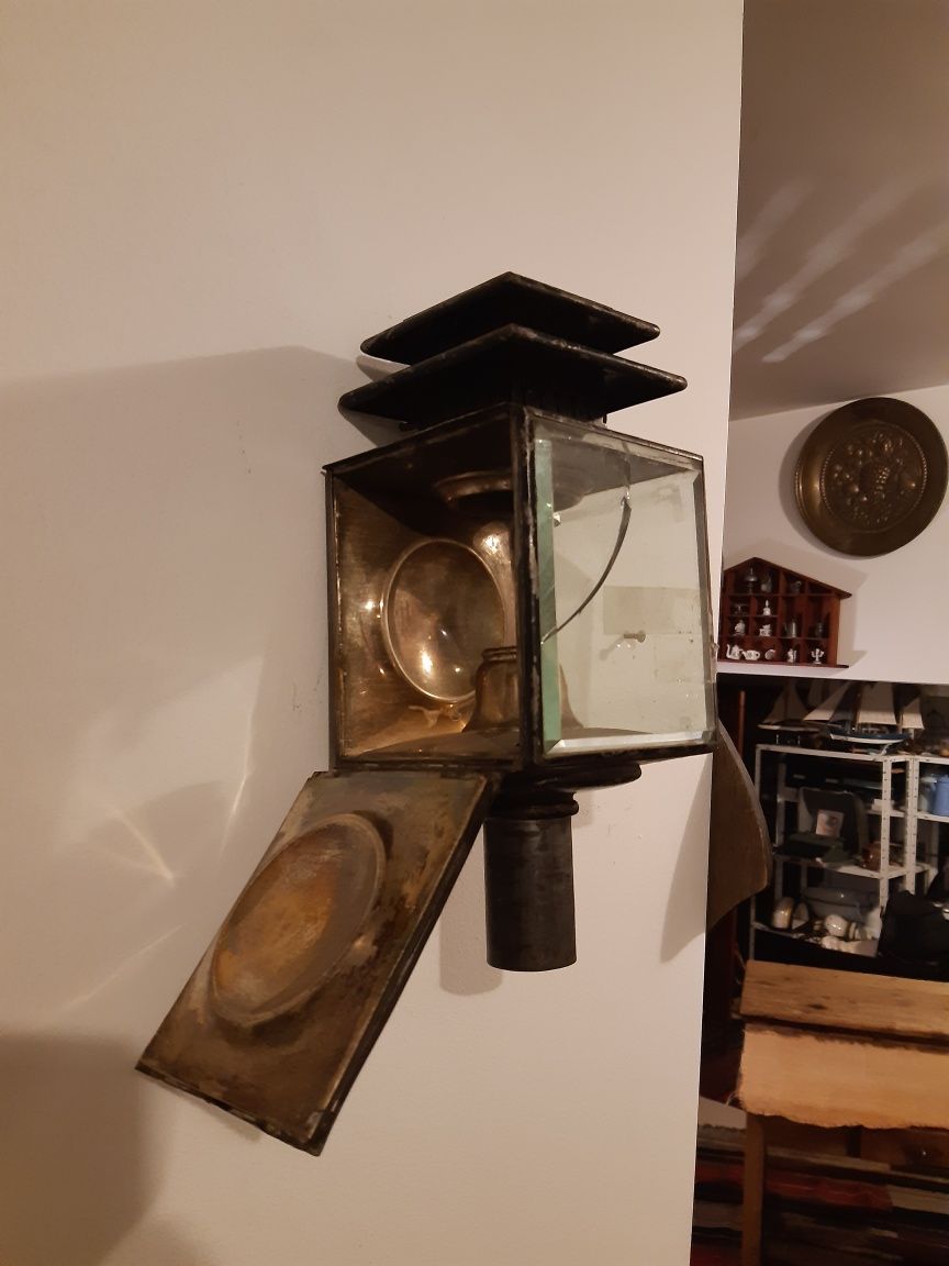 Старинен месингов файтонски фенер (прожектор) внос от Франция