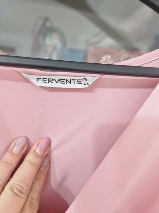 Rochie ocazie 44, roz pudra plisee