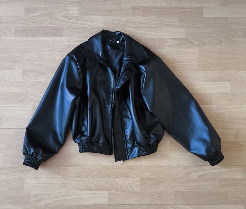 oversize кроп-куртка из эко кожи